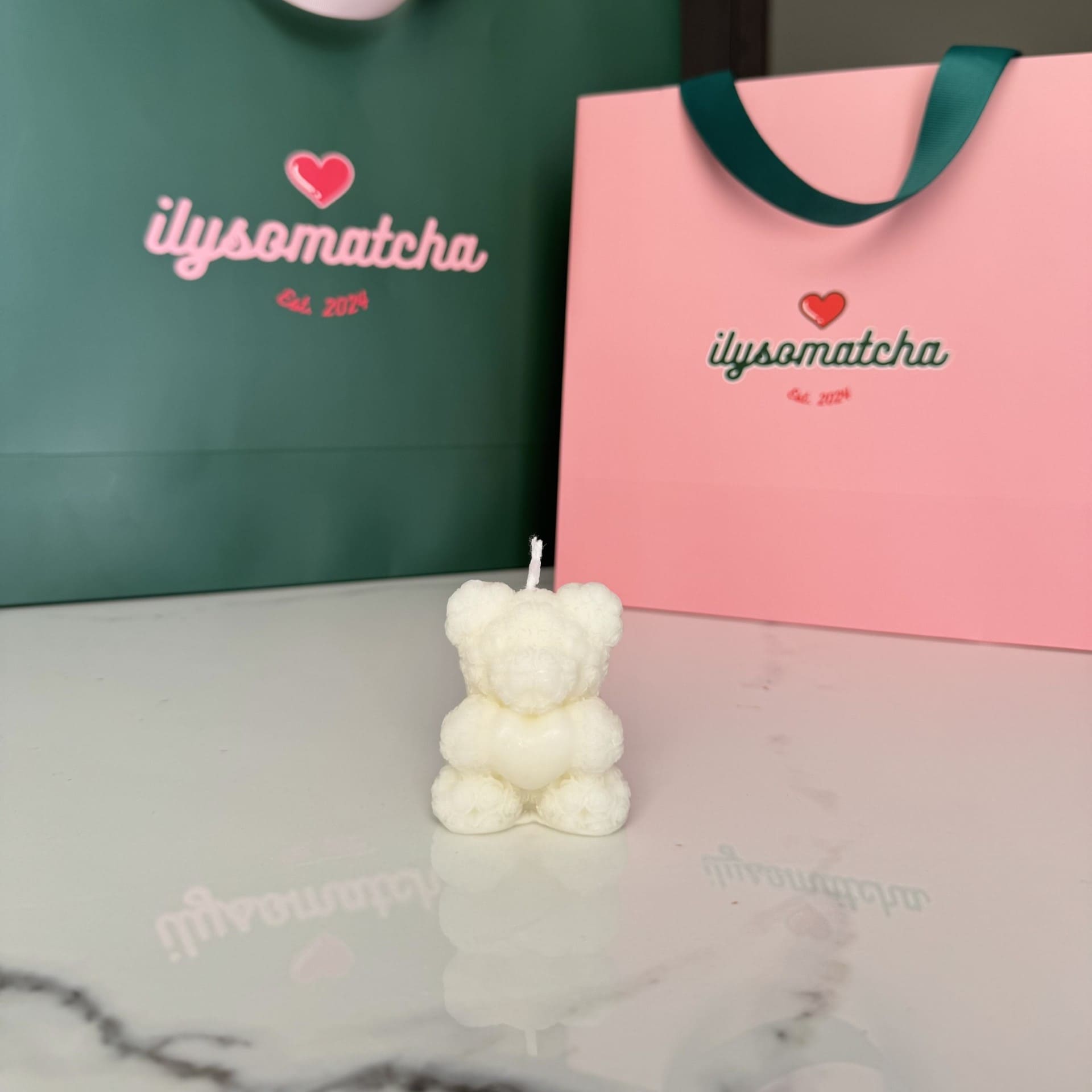 Mini Teddy Candle - White